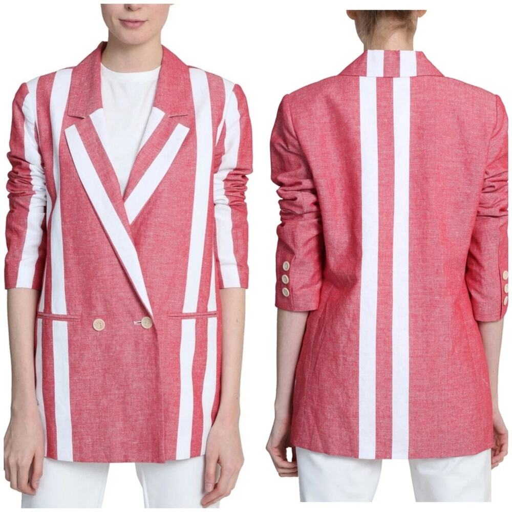 Badgley Mischka Striped Blazer Red White